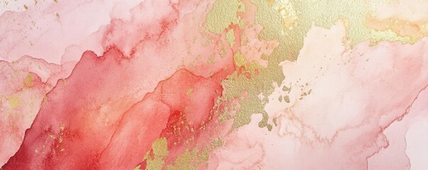 Poster - Abstract pink and gold watercolor with flowing textures and delicate patterns