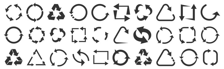 Aufkleber - Black recycle arrows. Eco recycling arrows icon. Vector illustration