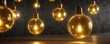 © สิริวุฒิ นาคโคตร - Glowing yellow gold disco light installation with abstract light bulbs, ambient lighting, futuristic