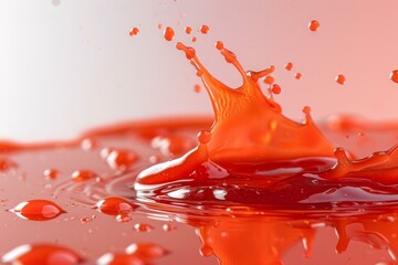 Poster - Red liquid splashing and making a crown shape with ripples in the background