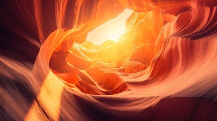 Poster - Vibrant swirling light, abstract fiery pattern with warm hues, energy and movement, suitable for artistic backgrounds.