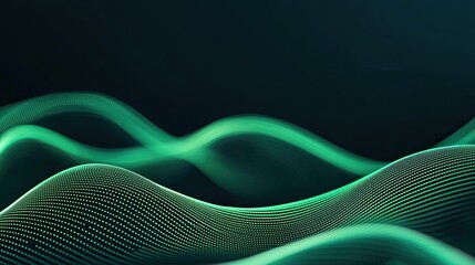 Poster - Clean energy idea. Abstract digital waves in vibrant green tones against a dark background.
