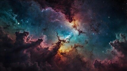 Wall Mural - celestial spiral galaxy vivid blue pink hues on universe, scattered stars in deep space, vast & beau