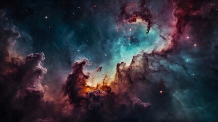 Wall Mural - celestial spiral galaxy vivid blue pink hues on universe, scattered stars in deep space, vast & beau