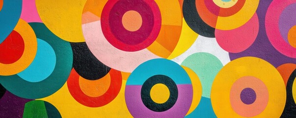 Wall Mural - Vibrant abstract geometric circles in bold multicolor design