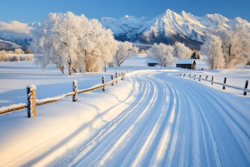 a snowy forest with no one in sight, the untouched snow glistening under the soft light of a full mo