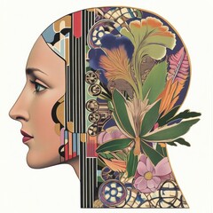 Wall Mural - Human head art illustration elements.