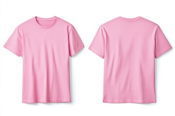 Poster - Vibrant pink t-shirt displayed from both front and back views in a studio setting