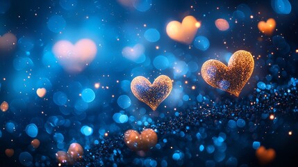 Poster - Delicate hearts shimmer with vibrant colors against a captivating bokeh backdrop, setting a perfect setting for love and romance
