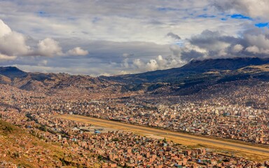 Wall Mural - Aerial view of La Paz, Bolivia's urban landscape.