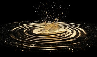 Sticker - Liquid gold creates mesmerizing ripples in dark background