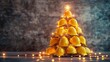 © Аліна Гранатова - Unique Christmas tree decorated with yellow hard hats and lights for a festive construction-themed celebration