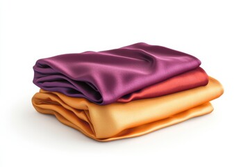 Poster - Elegant mockup of luxurious satin sheets folded in vibrant colors on a clean white backdrop