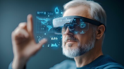 Poster - A virtual holographic setup showcasing innovative  banking solutions 