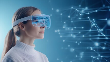Poster - A virtual holographic setup showcasing innovative  banking solutions 