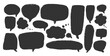 © Syuzann q - Speech bubbles set. Crayon doodle text frames. Chat dialog boxes. Comic talk clouds by chalk or pencil isolated on white background. Childish style quotation balloon Vector hand drawn illustration.