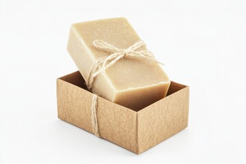 Poster - Crafted soap box mockup showcasing artisanal soap against a clean white background for creative branding and packaging design