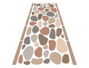 Wall Mural - cobblestone mosaic road, stone texture. vector sidewalk, old garden path