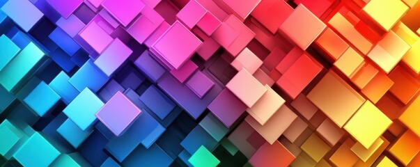 Poster - Vibrant abstract colorful 3d cubes pattern with gradient geometric design