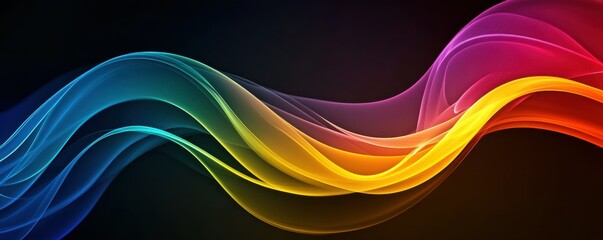 Poster - Colorful abstract digital waves on dark background