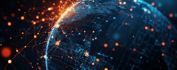 Leinwandbilder - Digital networking sphere: global connectivity and technological innovation