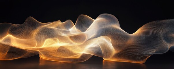 Poster - Abstract flowing light waves against dark background