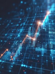 Poster - raise arrow chart digital transformation abstract technology background. big data and business growt