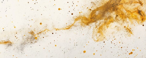 Poster - Gold and black ink splash on white background abstract art