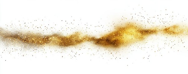 Poster - Golden glitter explosion on white background with sparkling dust particles