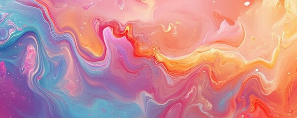 Poster - Vivid abstract fluid art with swirling pastel colors and dynamic patterns