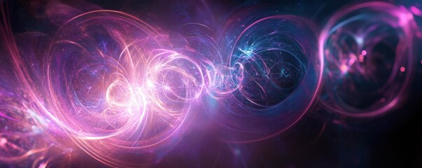 Poster - Abstract neon swirls and light patterns in a cosmic space vortex