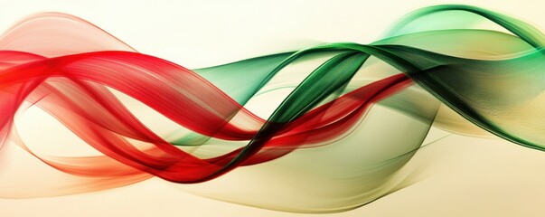 Poster - Colorful flowing abstract waves in red and green