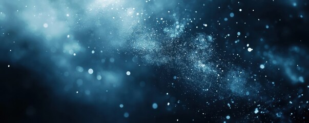 Abstract cosmic blue galaxy background with glowing stars and dusty nebulae
