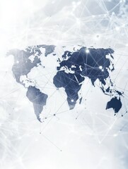 abstract global network concept with a world map and connection lines, a technology background in wh