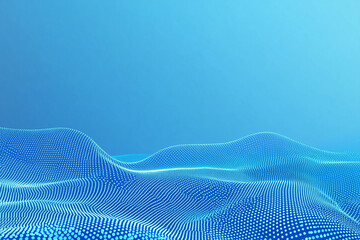 Aufkleber - Abstract digital wave with glowing dots on a blue background, technology concept