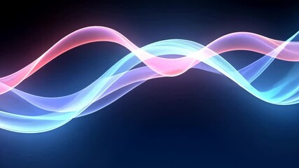 Wall Mural - Abstract waves animation. Blue pink gradient. Elegant motion background for design or presentation. Minimalist. Overlay footage for website with place for text.