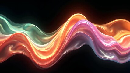 Wall Mural - Abstract colorful liquid waves motion animation. Smooth flow of paint. Bright overlay. Animated backdrop for presentation or website. Black background.