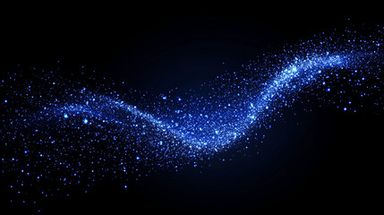 Poster - Blue glowing particles in abstract design on black background, sparkling dust effect