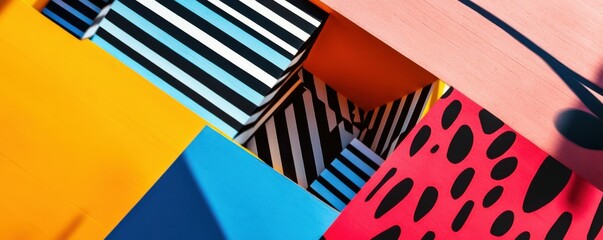 Poster - Abstract geometric patterns with vibrant colors and bold stripes