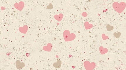 Poster - a charming seamless pattern displays pink hearts of various sizes scattered across a soothing brown 