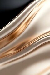 Poster - Smooth golden waves cascade in layers against a black or white matte background. The reflective textures create a sleek, dynamic atmosphere with ample space for text