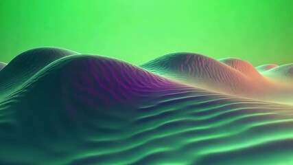 Wall Mural - Abstract wave surface with green and pink colors. Animation. Wavy motion background. For design, website or social media. Motion footage for presentation, intro and outro.