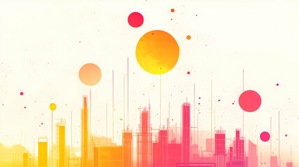 Poster - Sunrise Cityscape Abstract Art Print