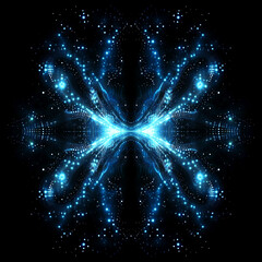 Poster - Abstract glowing blue digital wave pattern on a dark background