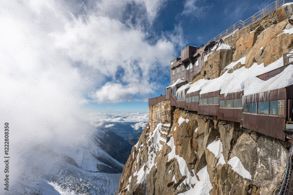 Aiguille du Midi - The highest cable car station in France. Stock Photo ...