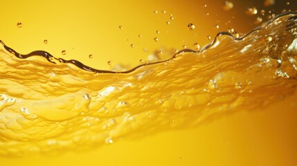 Poster - Captivating Yellow Water Splash with Air Bubbles and Radiant Background Showcasing Fluid Motion and Vibrant Energy in a Stunning Visual Display