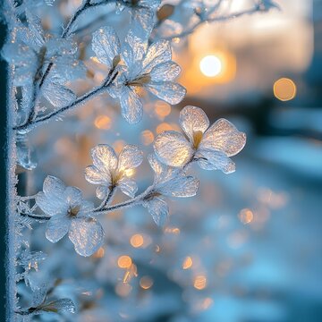 A background of frost crystals forming delicate patterns on a window.