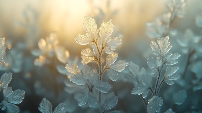 A background of frost crystals forming delicate patterns on a window.