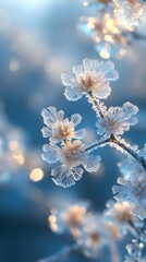 Fototapete - A background of frost crystals forming delicate patterns on a window.