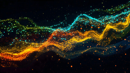 Fototapete - Waving Particle Technology Creates Vibrant and Colorful Dot Patterns